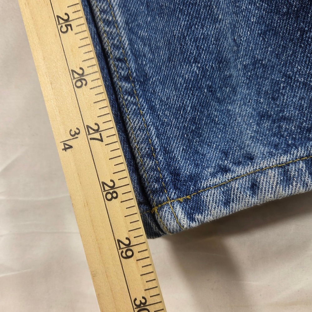 Vintage Lee High Waisted Pleated Jeans Plaid Lined Tapered Leg Medium Wash 3 - Picture 7 of 8
